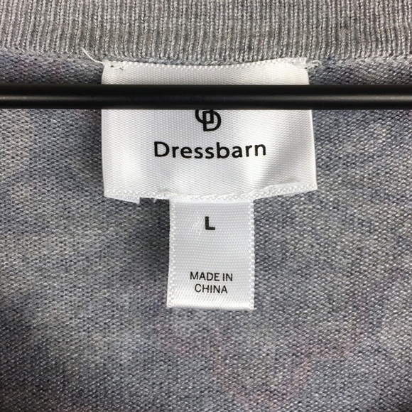 DRESS BARN Cardigan Sweater Paisley Floral 3/4 Sleeves Grey Purple Size Large - Picture 6 of 11